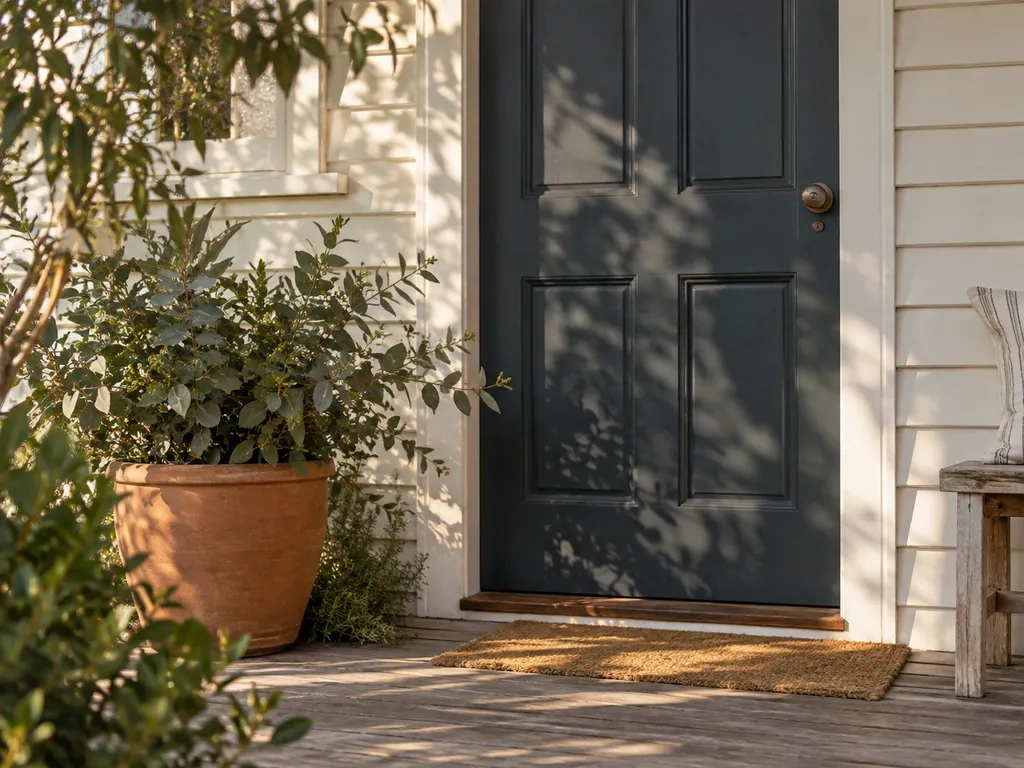 Illustrative Australian front door with native planting